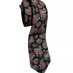 Vintage Liberty of London Tie Paisley challis wool green maroon suit work office